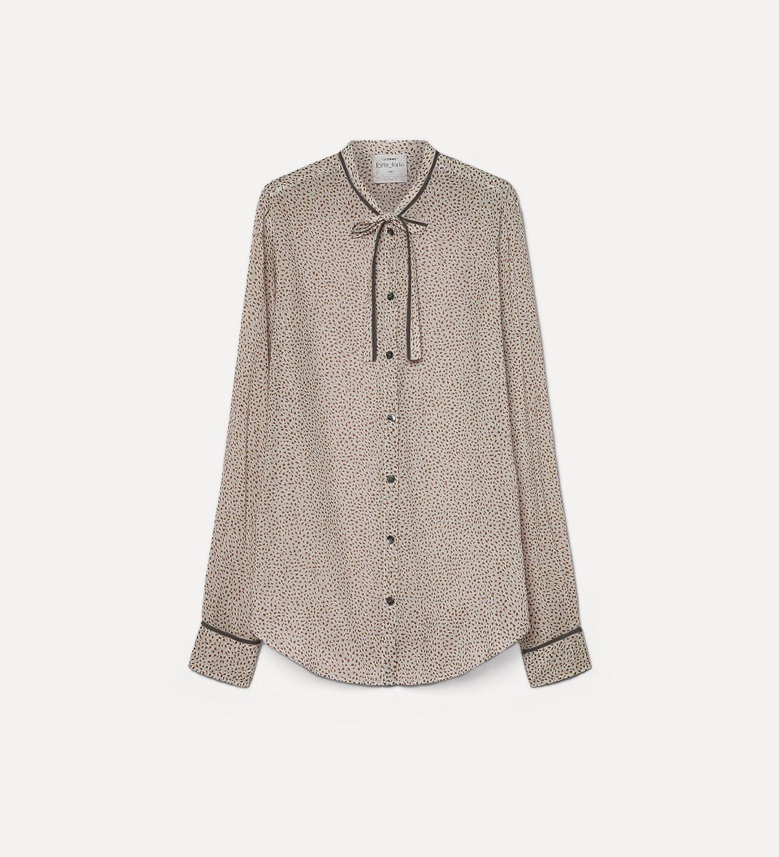 camicia bow–tie in voile “les petits pois” noisette