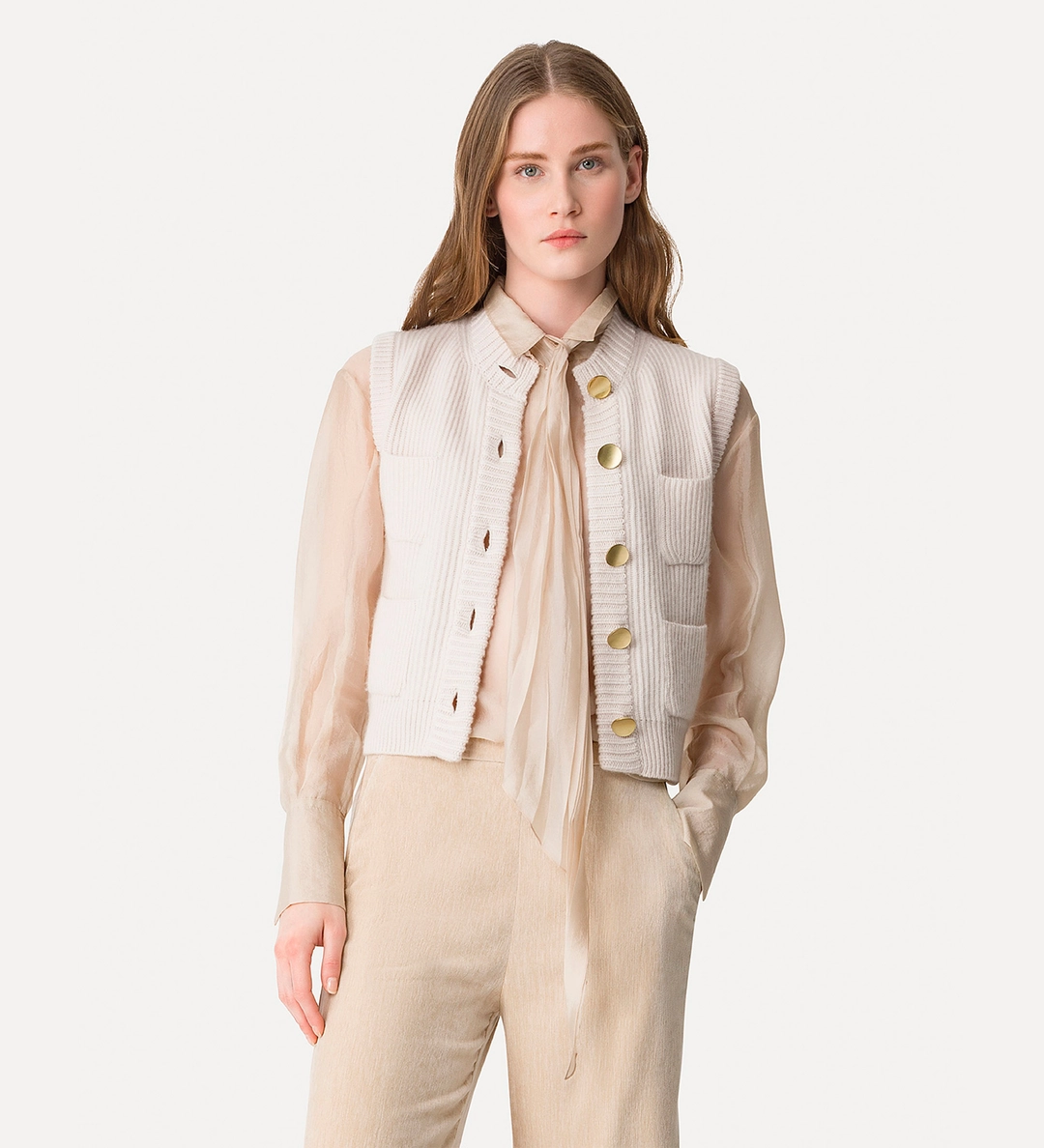 Gilet a costa inglese in cashmere e lana