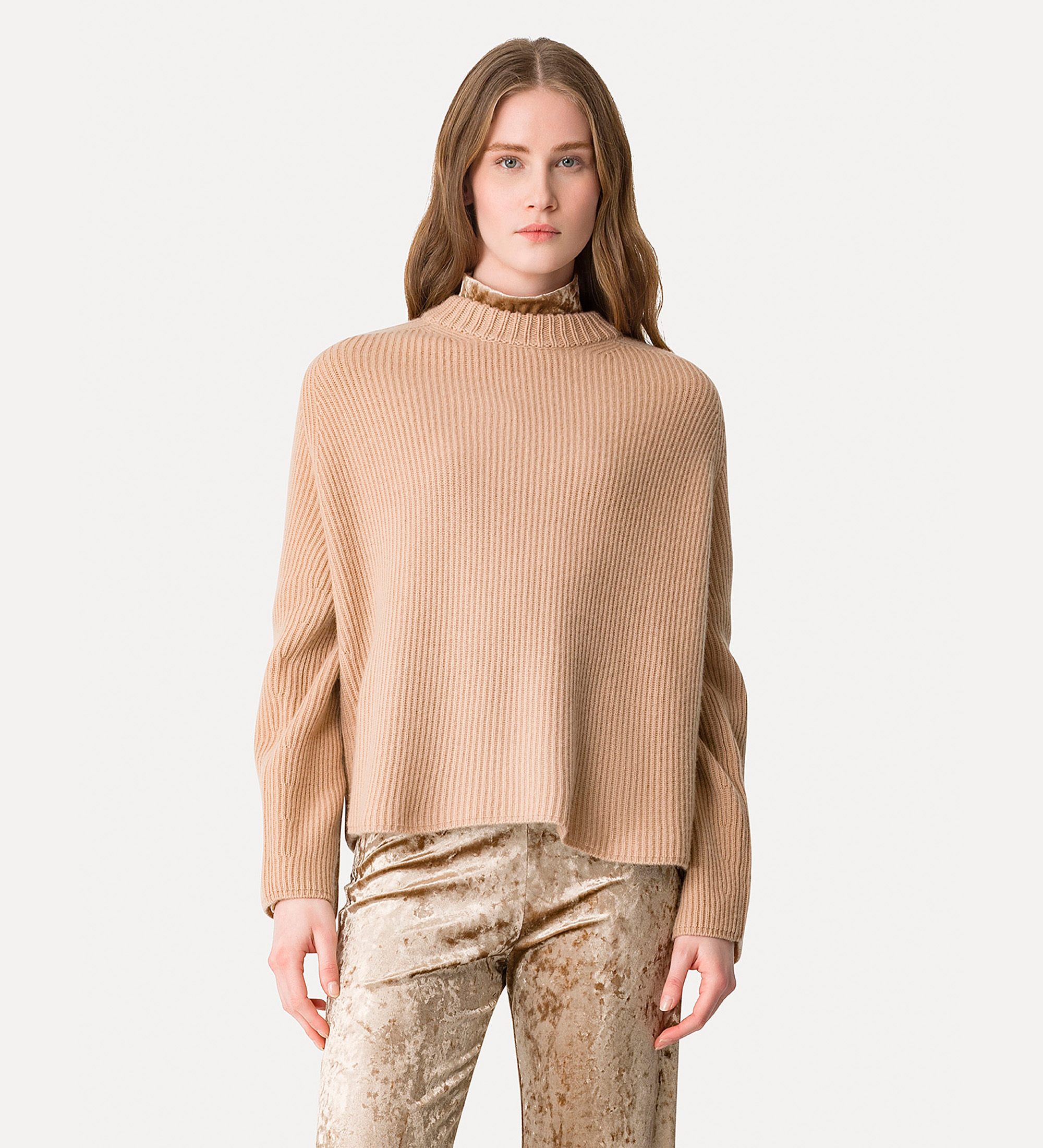 Maglia girocollo in cashmere e lana
