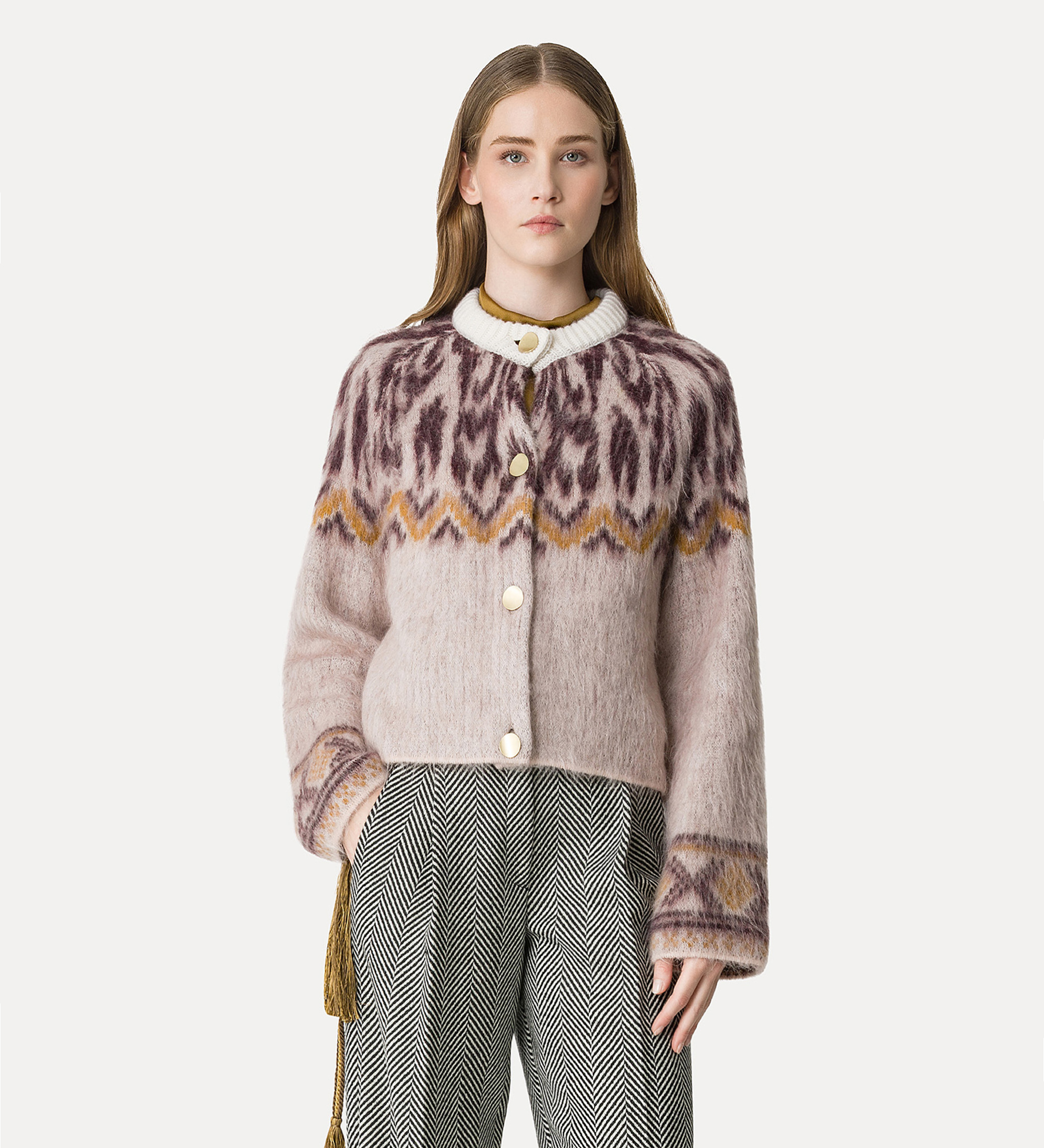 cardigan jacquard in lana baby alpaca