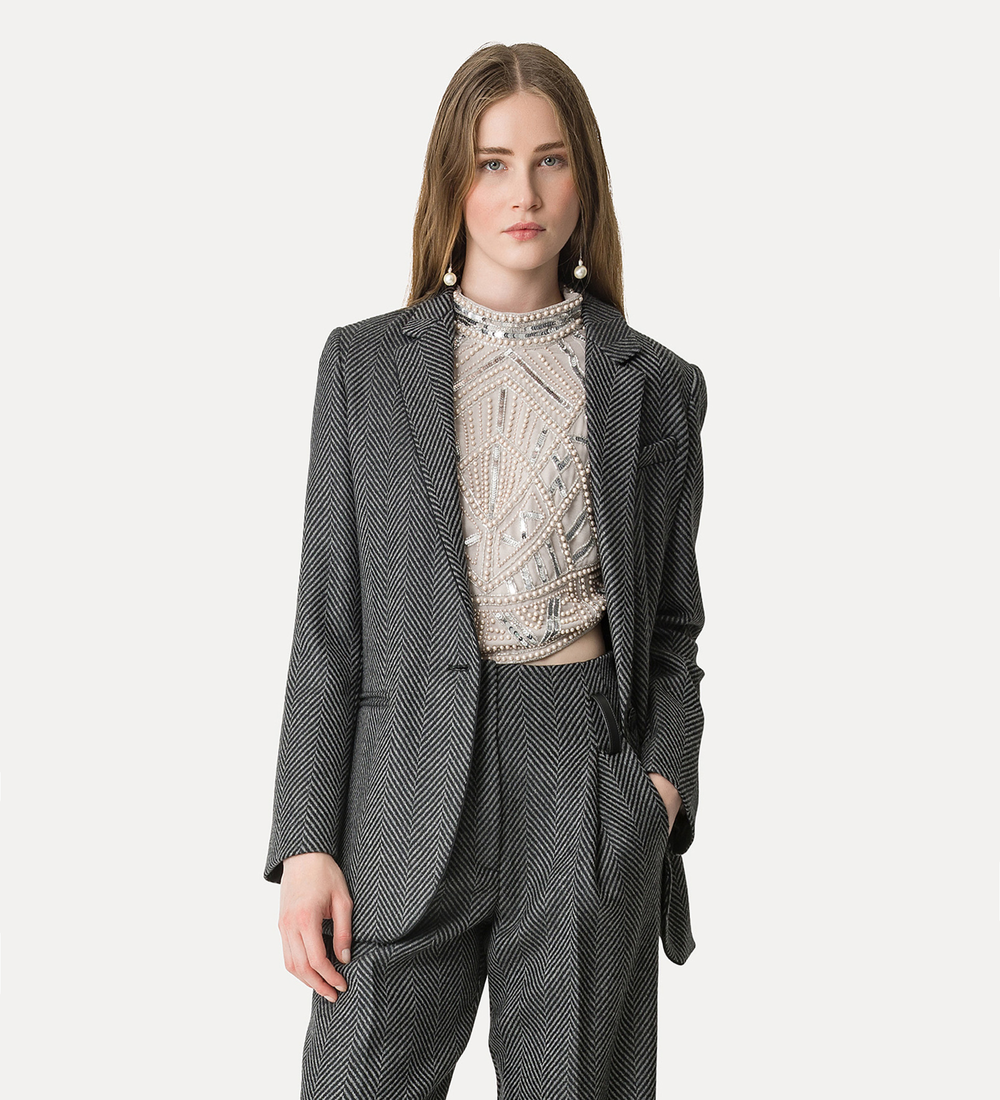 giacca con motivo chevron in lana