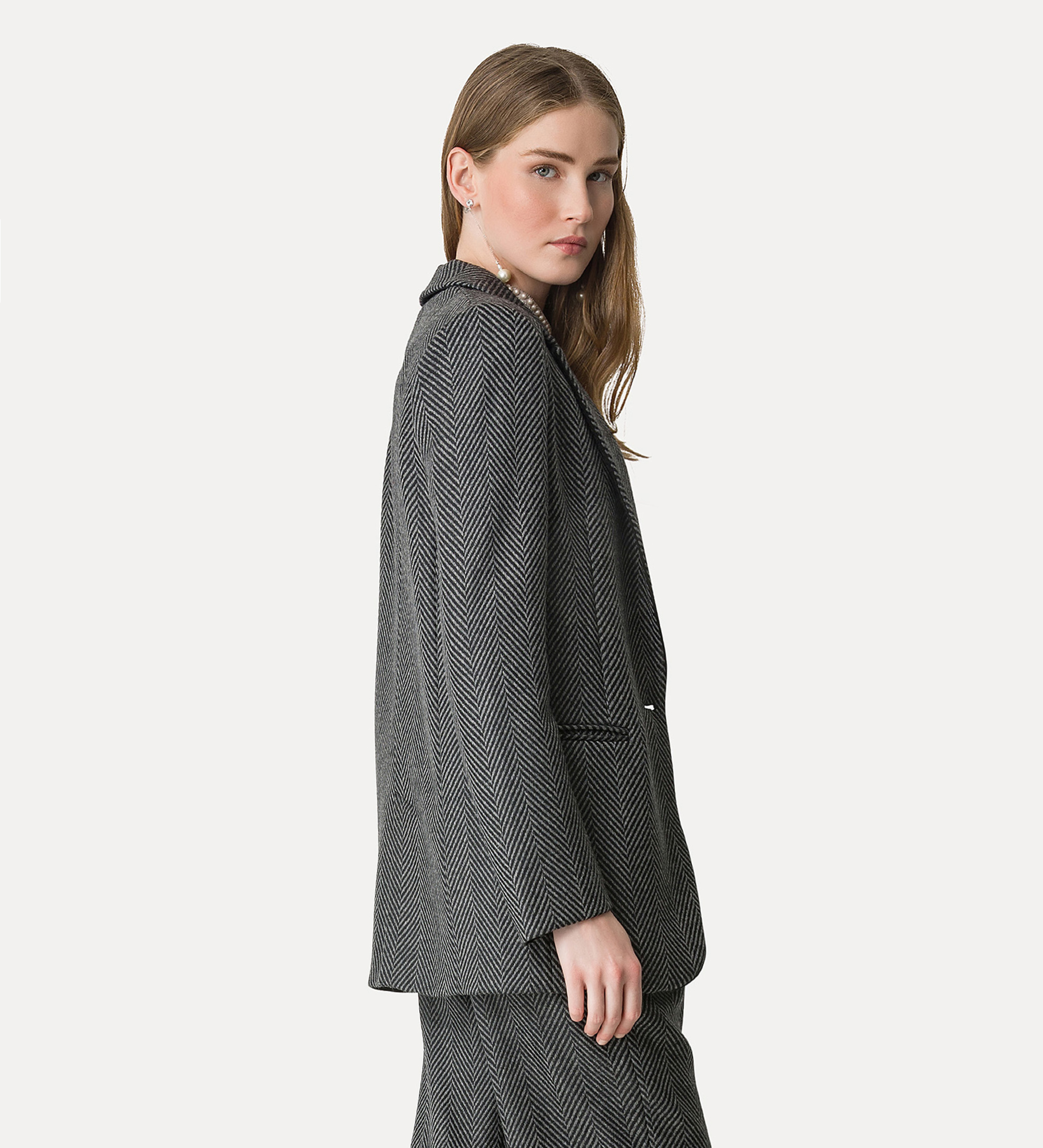 Alternative view of giacca con motivo chevron in lana
