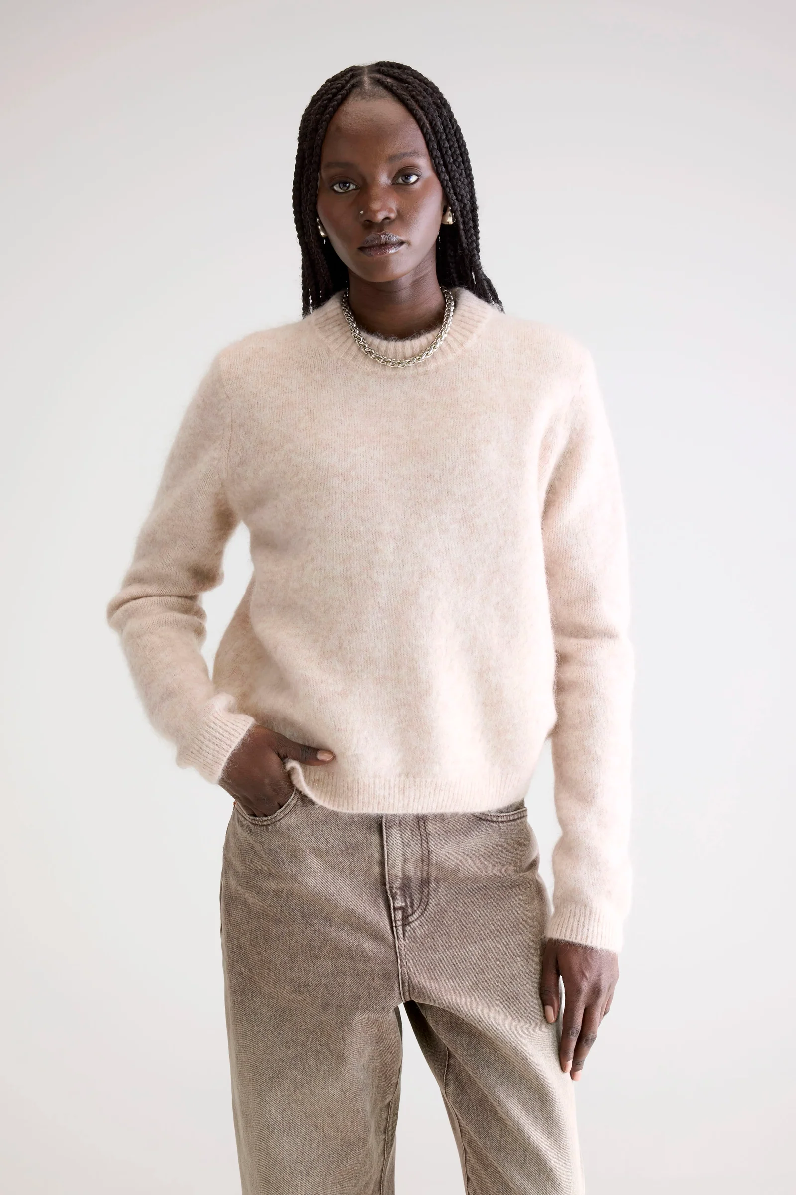 Maglione girocollo Auron rosa-latte