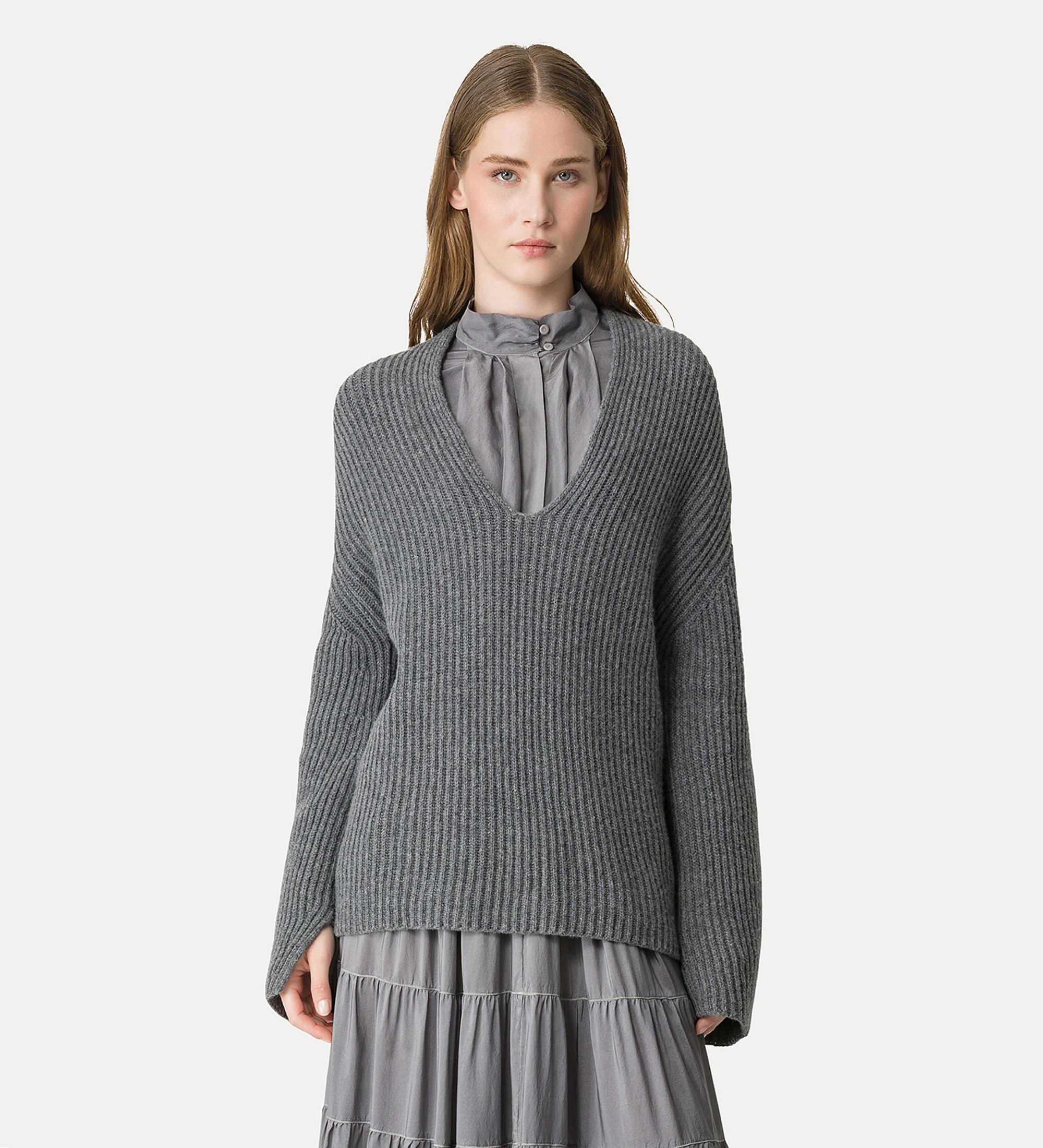 maglia con lavorazione punto pannocchia in lana e cashmere