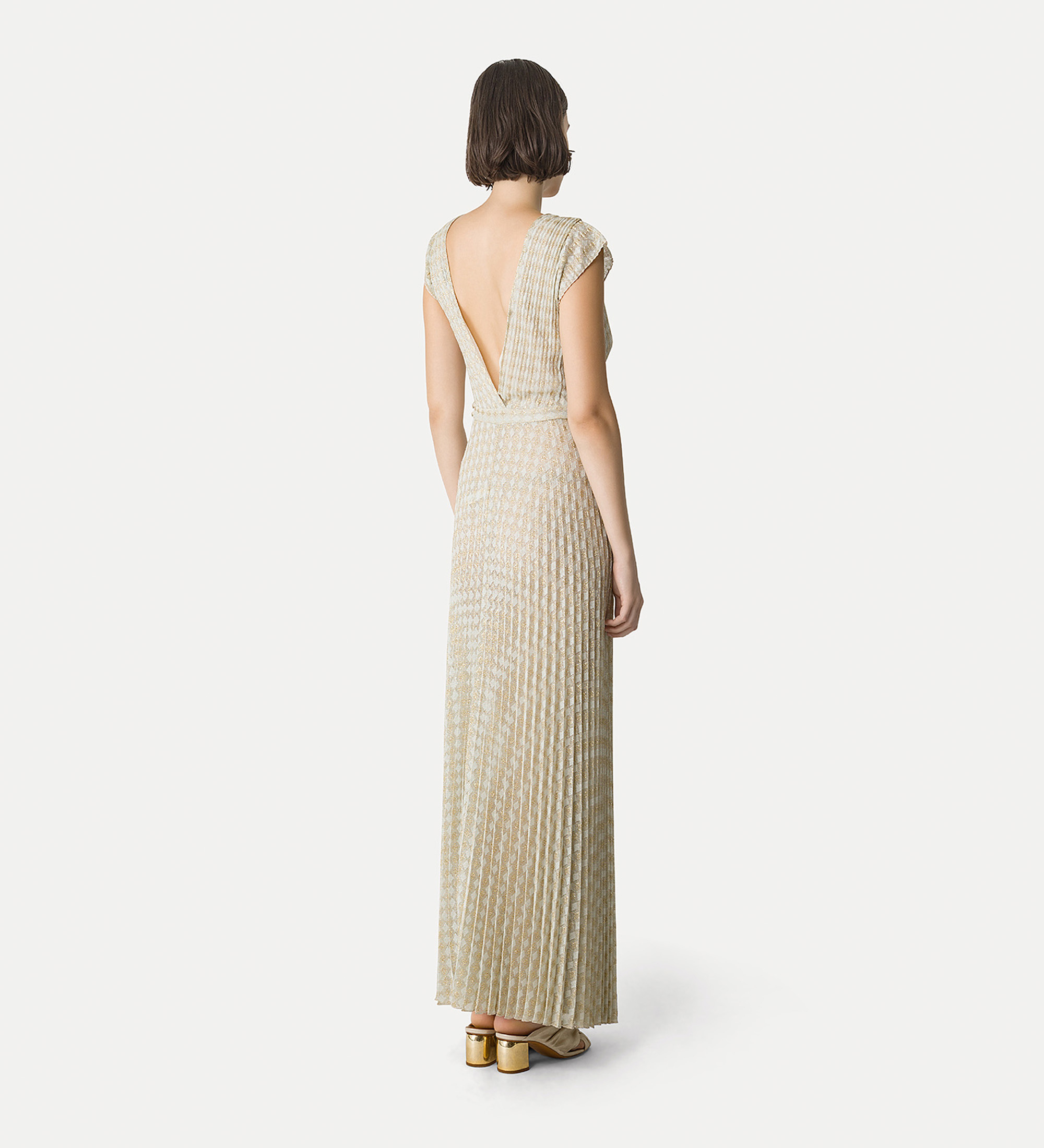 Alternative view of abito plissé in diamond jersey