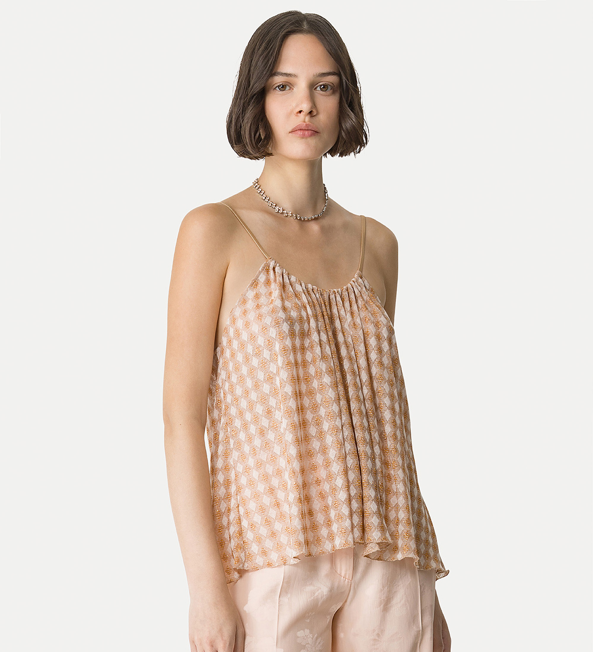 top elegante in jersey diamond