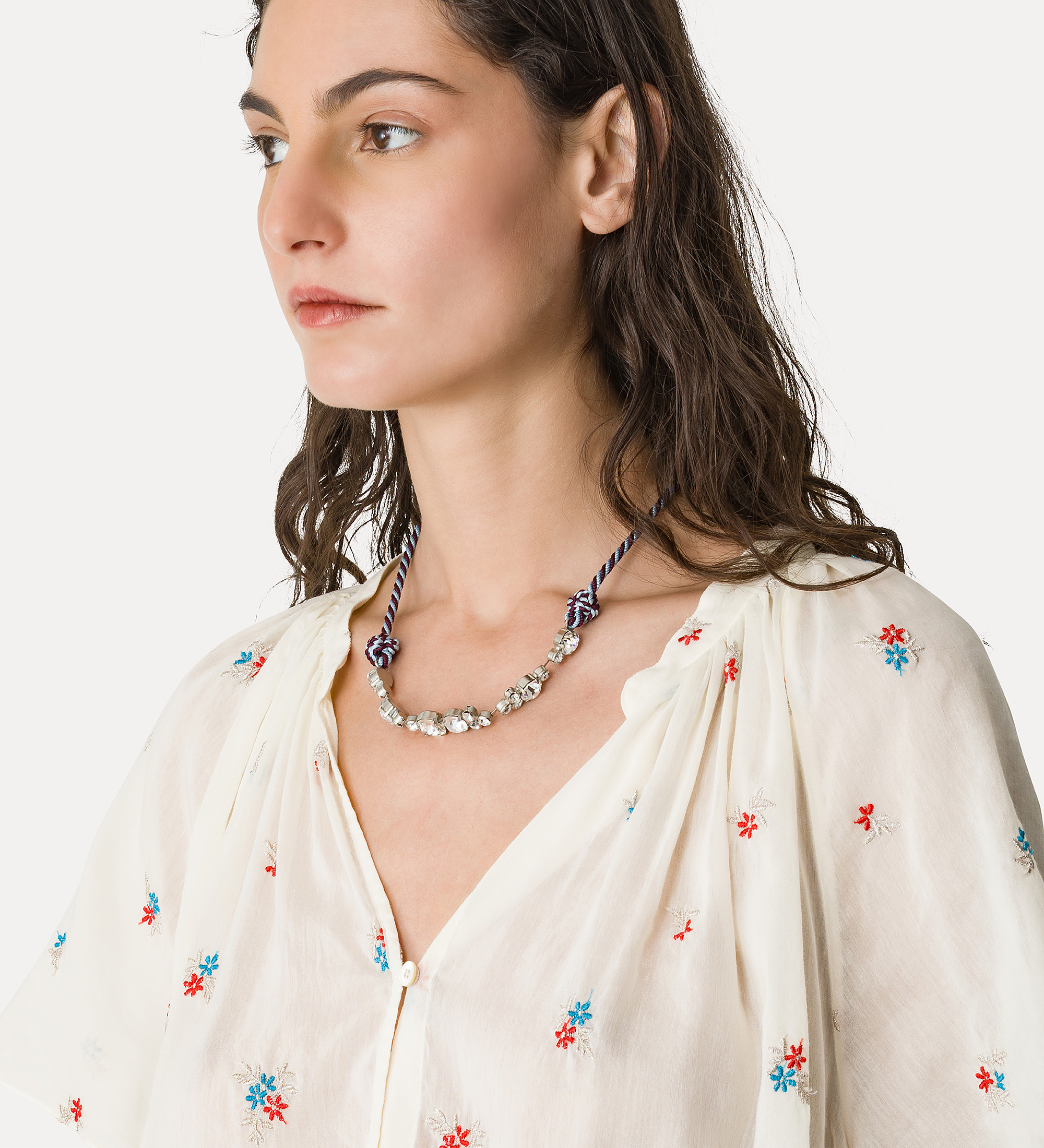 Alternative view of camicia bohemienne in voile con ricamo “petites fleurs”