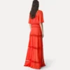 abito lungo voile co/se e pizzo con sottoveste rouge - immagine 3