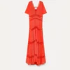 abito lungo voile co/se e pizzo con sottoveste rouge - immagine 4
