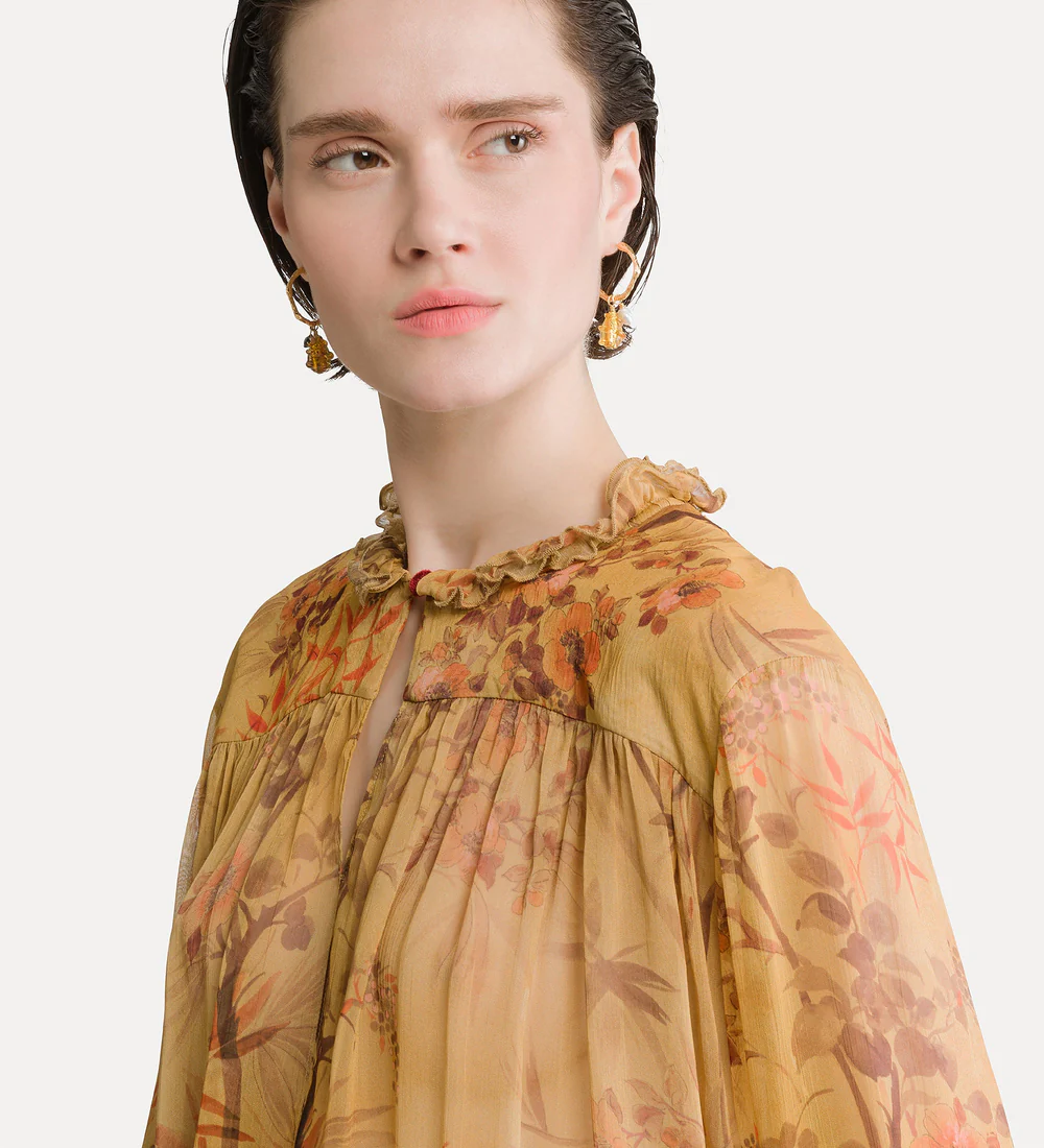 Alternative view of camicia bohemienne in creponne “le bambou secret” heliodore