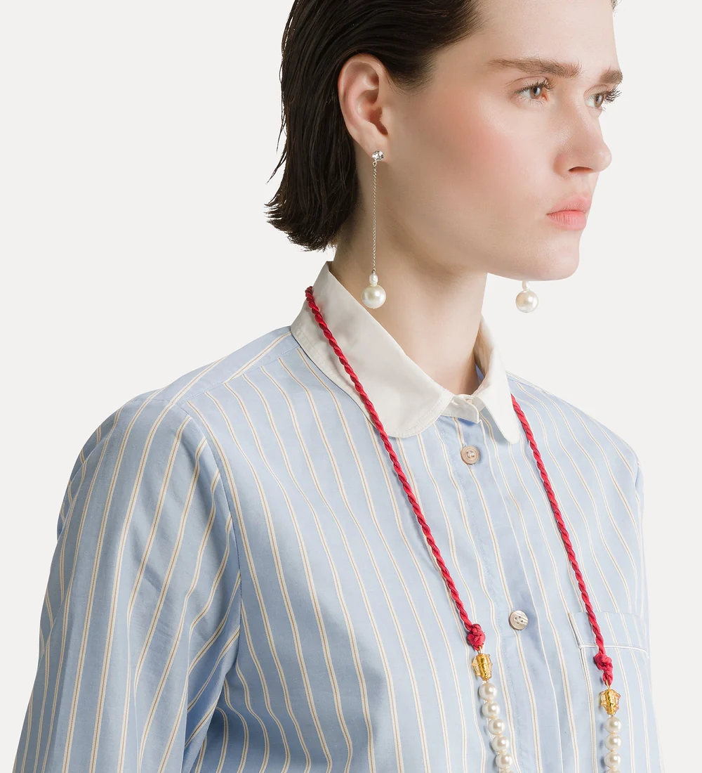 Alternative view of camicia collo club popeline riga raso oxford blue