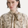 camicia con sciarpina in raso “royal leopard” ivory - immagine 2