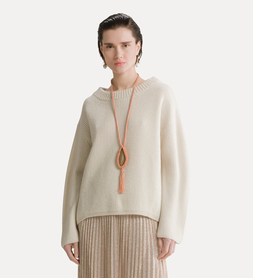 maglia in costa inglese di lana cashmere pure