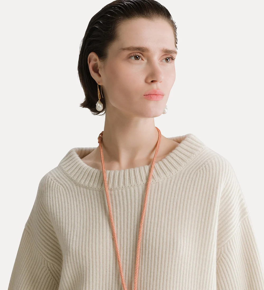 Alternative view of maglia in costa inglese di lana cashmere pure