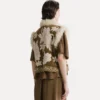 gilet bordi eco fur jaquard ciniglia "the lotus" cumino - immagine 2