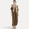 gilet bordi eco fur jaquard ciniglia "the lotus" cumino - immagine 4