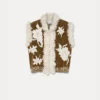 gilet bordi eco fur jaquard ciniglia "the lotus" cumino - immagine 5