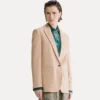 blazer monopetto in panno light loto