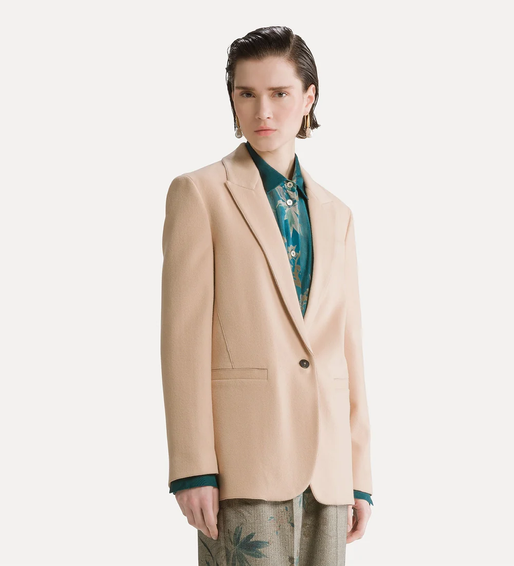 blazer monopetto in panno light loto